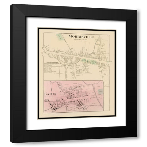 Morrisville New York Landowner - Whitman 1875 Black Modern Wood Framed Art Print with Double Matting by Whitman