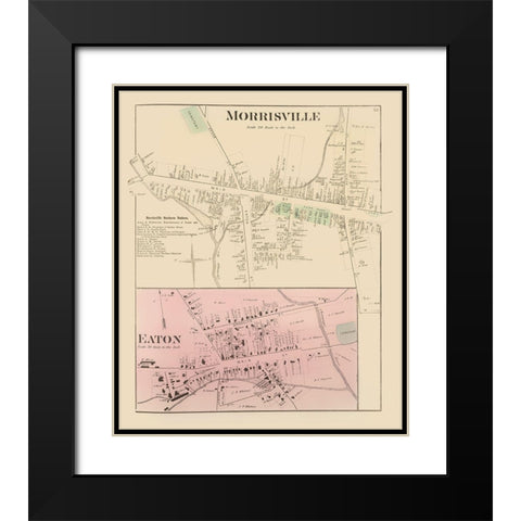 Morrisville New York Landowner - Whitman 1875 Black Modern Wood Framed Art Print with Double Matting by Whitman