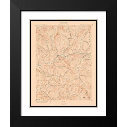 Margaretville New York Quad - USGS 1904 Black Modern Wood Framed Art Print with Double Matting by USGS