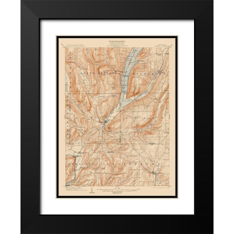 Naples New York Quad - USGS 1903 Black Modern Wood Framed Art Print with Double Matting by USGS