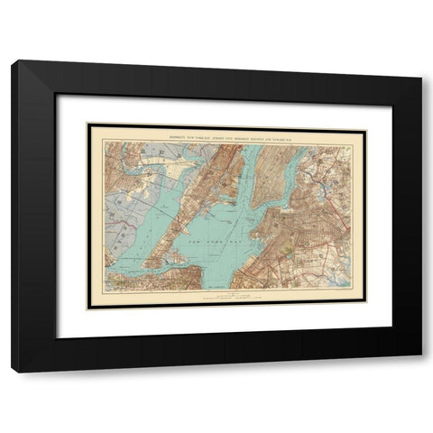 Jersey City, Hoboken, New York Bay New Jersey Black Modern Wood Framed Art Print with Double Matting by Bien