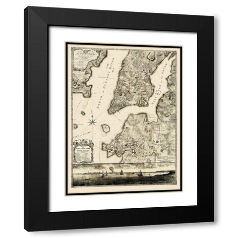 New York New York Landowner - Jefferys 1776 Black Modern Wood Framed Art Print with Double Matting by Jefferys