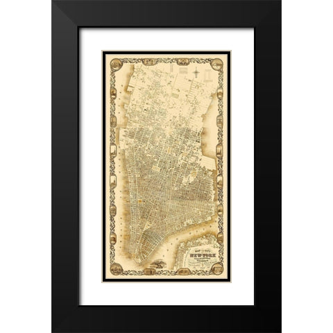 New York New York - Dripps 1852 Black Modern Wood Framed Art Print with Double Matting by Dripps