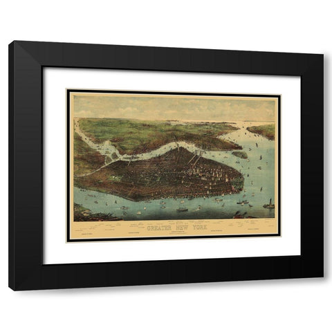 Greater New York New York - Koehler 1905 Black Modern Wood Framed Art Print with Double Matting by Koehler