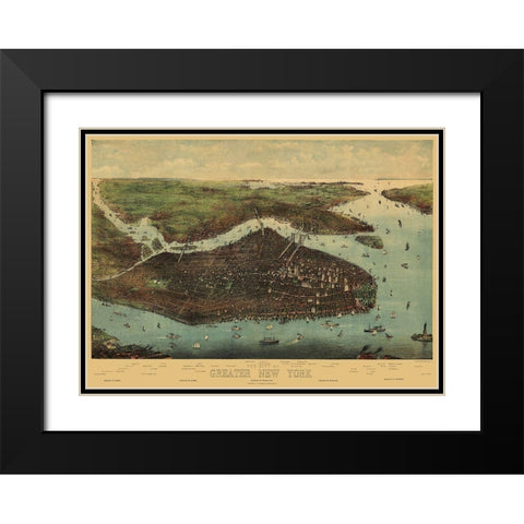 Greater New York New York - Koehler 1905 Black Modern Wood Framed Art Print with Double Matting by Koehler
