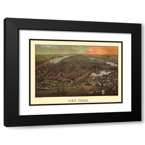 New York New York - Degen 1873 Black Modern Wood Framed Art Print with Double Matting by Degen