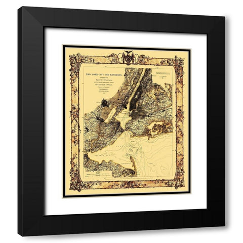 New York New York - Lindenkohl 1860 Black Modern Wood Framed Art Print with Double Matting by Lindenkohl