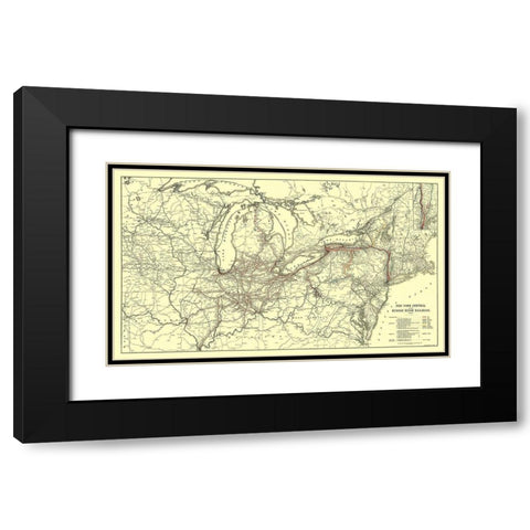 New York Central, Hudson River Railroad 1900 Black Modern Wood Framed Art Print with Double Matting by Matthews