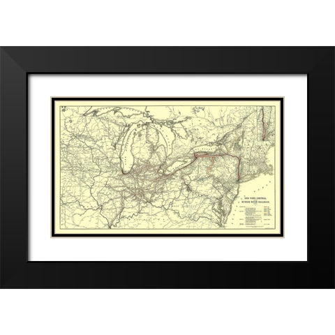 New York Central, Hudson River Railroad 1900 Black Modern Wood Framed Art Print with Double Matting by Matthews