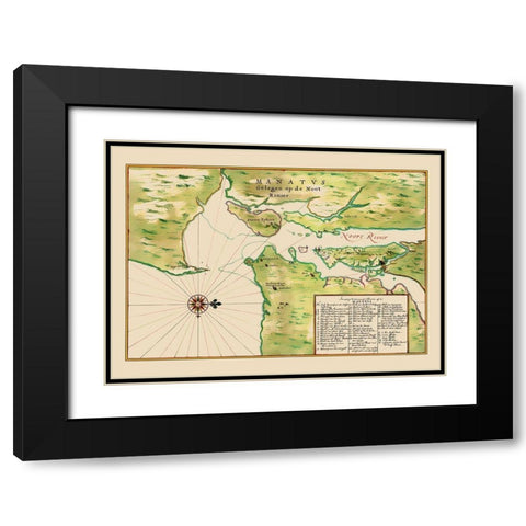 New York New York - Vinckeboons 1639 Black Modern Wood Framed Art Print with Double Matting by Vinckeboons