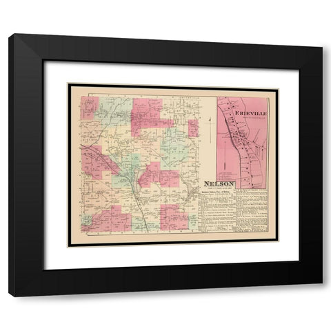 Nelson New York Landowner - Whitman 1875 Black Modern Wood Framed Art Print with Double Matting by Whitman