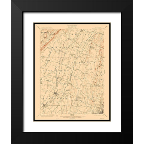 Newburg New York Quad - USGS 1903 Black Modern Wood Framed Art Print with Double Matting by USGS