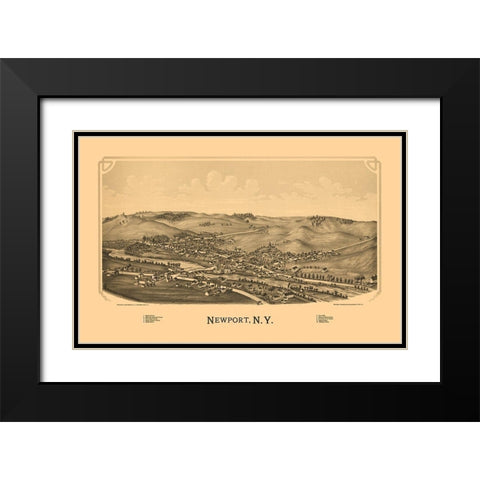Newport New York - Burleigh 1890  Black Modern Wood Framed Art Print with Double Matting by Burleigh
