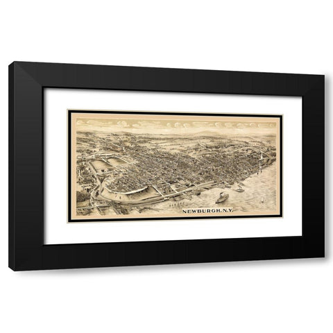 Newburgh New York -1900 Black Modern Wood Framed Art Print with Double Matting by Unknown
