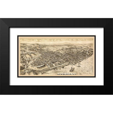 Newburgh New York -1900 Black Modern Wood Framed Art Print with Double Matting by Unknown