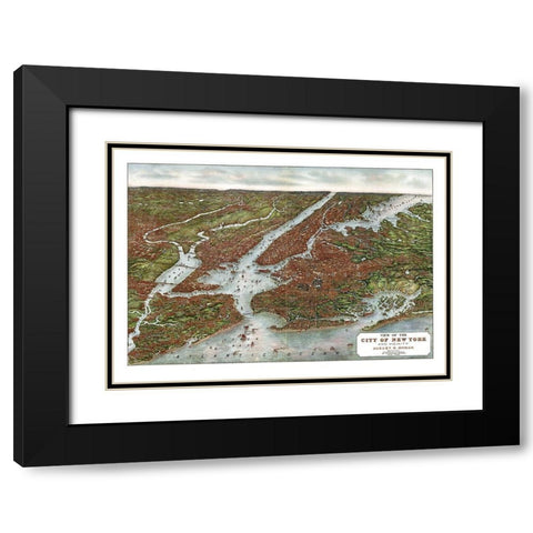 New York - Oham 1907  Black Modern Wood Framed Art Print with Double Matting by Oham
