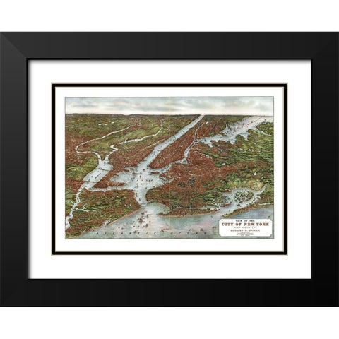 New York - Oham 1907  Black Modern Wood Framed Art Print with Double Matting by Oham