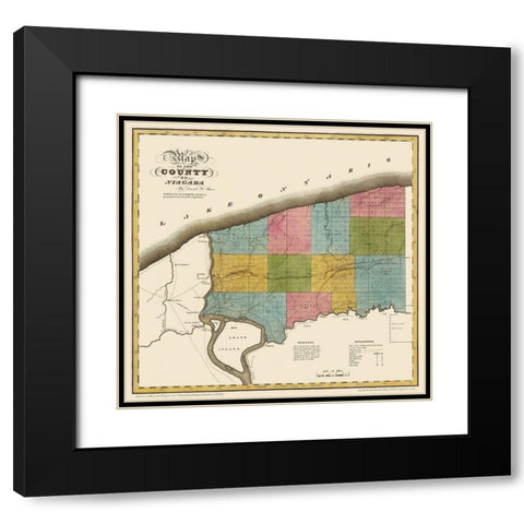 Niagara New York - Burr 1829 Black Modern Wood Framed Art Print with Double Matting by Burr