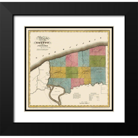 Niagara New York - Burr 1829 Black Modern Wood Framed Art Print with Double Matting by Burr