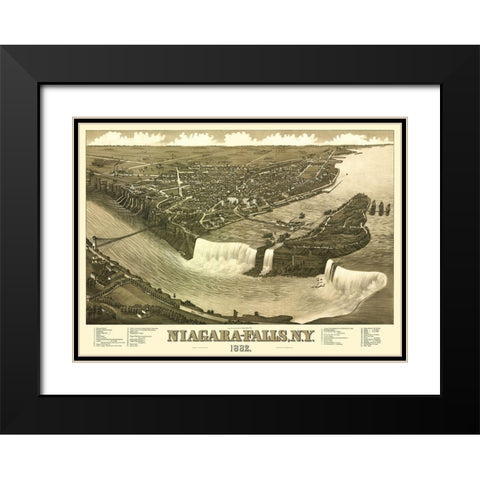 Niagara Falls New York - Stoner 1882 Black Modern Wood Framed Art Print with Double Matting by Stoner