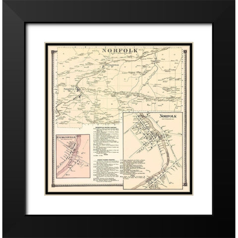 Norfolk New York Landowner - Stone 1865 Black Modern Wood Framed Art Print with Double Matting by Stone