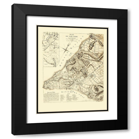 New York New York Planning - French Engineers 1775 Black Modern Wood Framed Art Print with Double Matting by French Engineers