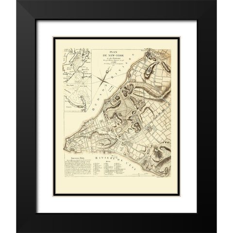 New York New York Planning - French Engineers 1775 Black Modern Wood Framed Art Print with Double Matting by French Engineers
