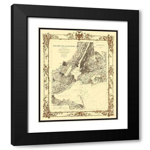 New York City New York - Lindenkohl 1860  Black Modern Wood Framed Art Print with Double Matting by Lindenkohl