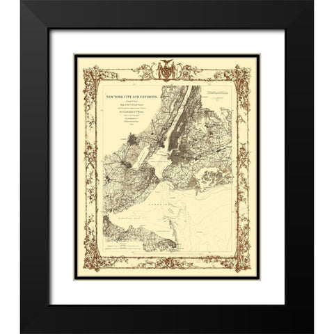New York City New York - Lindenkohl 1860  Black Modern Wood Framed Art Print with Double Matting by Lindenkohl