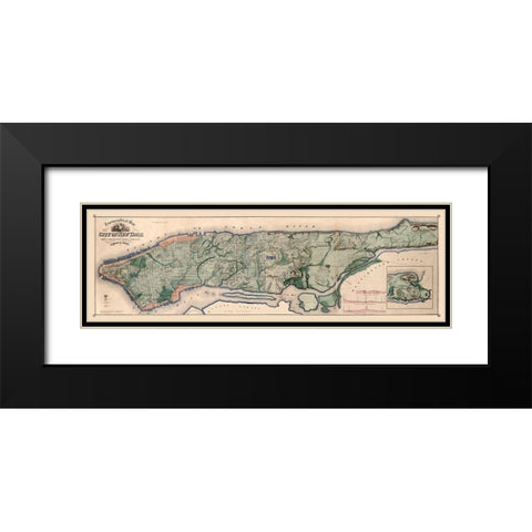 New York City New York - Viele 1865  Black Modern Wood Framed Art Print with Double Matting by Viele