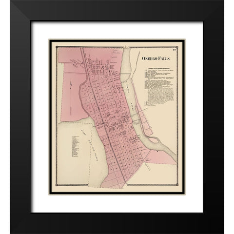 Oswego Falls New York Landowner - Stone 1867 Black Modern Wood Framed Art Print with Double Matting by Stone