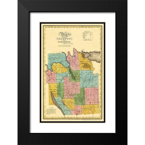 Onondaga New York Landowner - Burr 1829 Black Modern Wood Framed Art Print with Double Matting by Burr