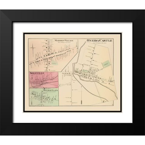 Oneida Castle New York Landowner - Whitman 1875 Black Modern Wood Framed Art Print with Double Matting by Whitman