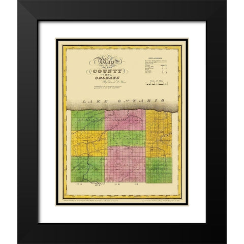 Orleans New York - Burr 1829 Black Modern Wood Framed Art Print with Double Matting by Burr