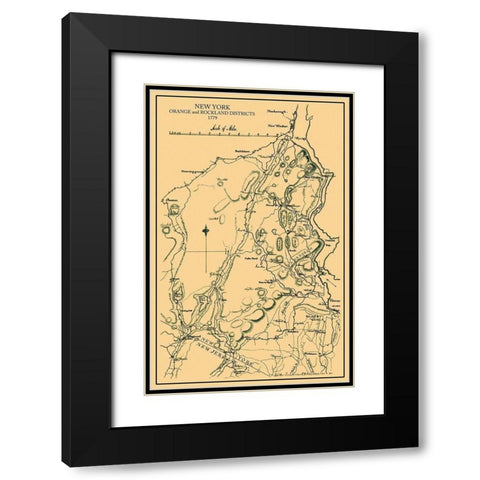 Orange  Rockland New York Landowner - Burr 1779 Black Modern Wood Framed Art Print with Double Matting by Burr