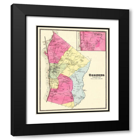 Ossining, Sparta New York Landowner - Beers 1868 Black Modern Wood Framed Art Print with Double Matting by Beers