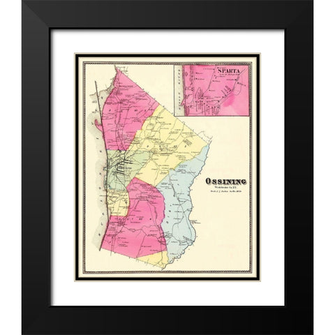 Ossining, Sparta New York Landowner - Beers 1868 Black Modern Wood Framed Art Print with Double Matting by Beers