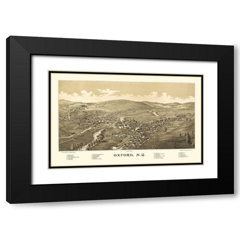 Oxford New York - Burleigh 1888  Black Modern Wood Framed Art Print with Double Matting by Burleigh