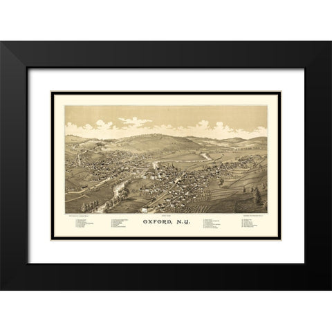 Oxford New York - Burleigh 1888  Black Modern Wood Framed Art Print with Double Matting by Burleigh