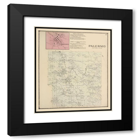 Palermo New York Landowner - Stone 1866 Black Modern Wood Framed Art Print with Double Matting by Stone