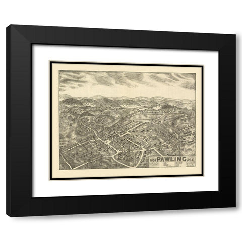 Pawling New York - Smith 1909  Black Modern Wood Framed Art Print with Double Matting by Smith