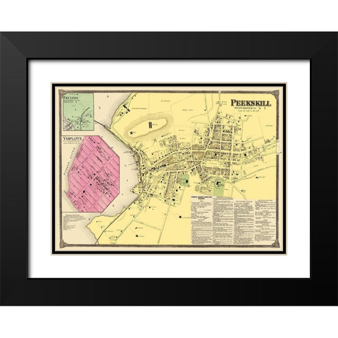 Peekskill New York Landowner - Beers 1868 Black Modern Wood Framed Art Print with Double Matting by Beers