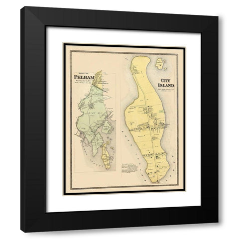 Pelham, City Island New York Landowner - Beers Black Modern Wood Framed Art Print with Double Matting by Beers