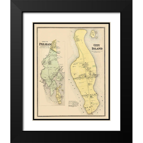 Pelham, City Island New York Landowner - Beers Black Modern Wood Framed Art Print with Double Matting by Beers