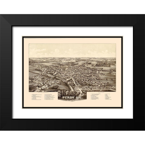Perry New York - Norris 1892  Black Modern Wood Framed Art Print with Double Matting by Norris