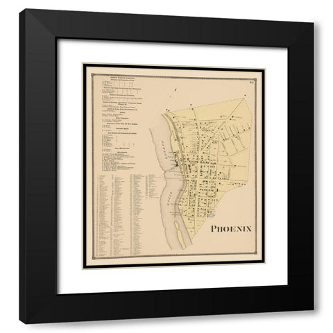 Phoenix New York Landowner - Stone 1866 Black Modern Wood Framed Art Print with Double Matting by Stone