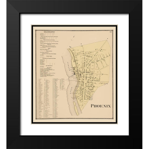 Phoenix New York Landowner - Stone 1866 Black Modern Wood Framed Art Print with Double Matting by Stone