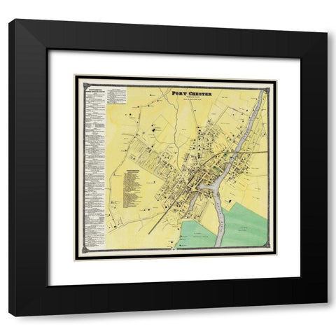 Port Chester New York Landowner - Beers 1868 Black Modern Wood Framed Art Print with Double Matting by Beers