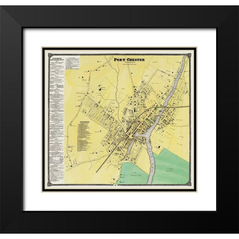 Port Chester New York Landowner - Beers 1868 Black Modern Wood Framed Art Print with Double Matting by Beers