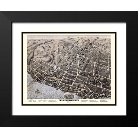 Poughkeepsie New York - Bailey 1874  Black Modern Wood Framed Art Print with Double Matting by Bailey